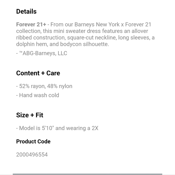 NWT BARNEYS FOREVER 21 DRESS 3X - Picture 4 of 6